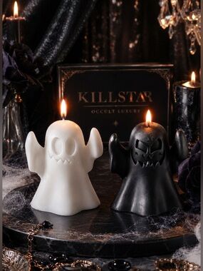 KILLSTAR Boo Eek Ghost Candle Set Black White Soy Wax Halloween Decor